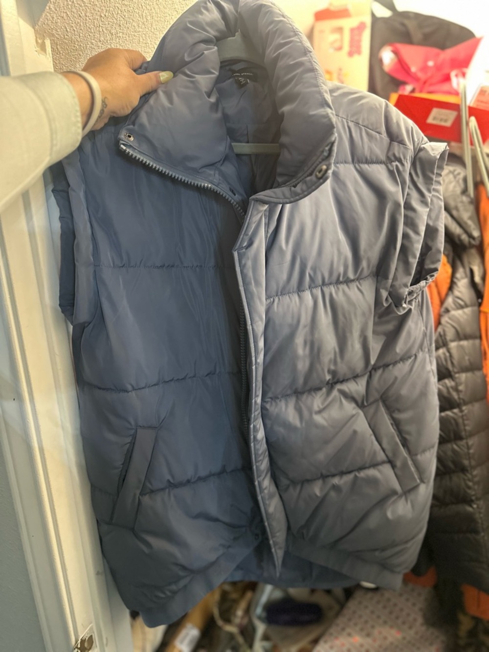 Oversized Puffer Vest - Slate Blue
